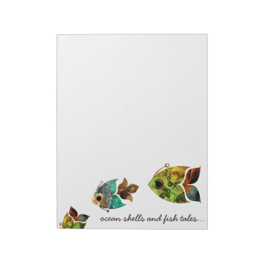 Poissons Collage Poisson bleu vert Bloc-notes (Tourné)