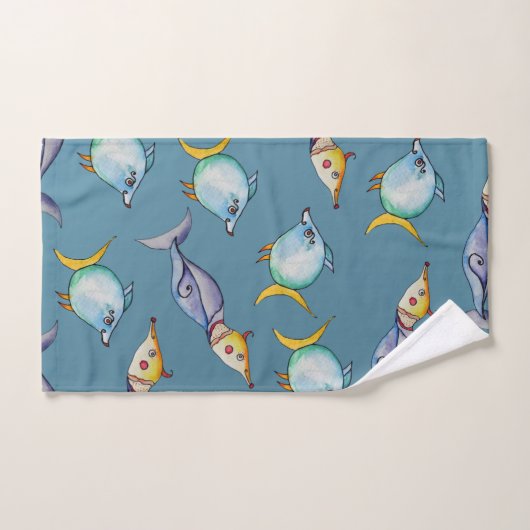 Poissons colorés d'aquarelle (Serviette à main)