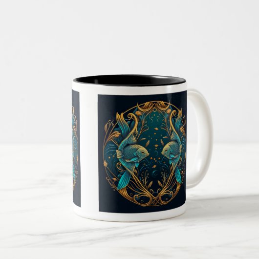Poissons Conception Mug à deux tons, 11 oz (Devant droit)