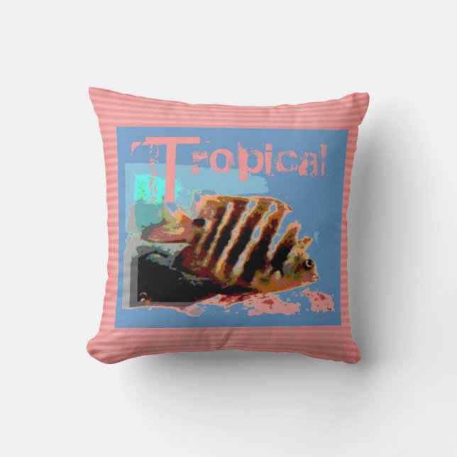 Poissons Coussin Motif  des bandes et des points a (Recto)