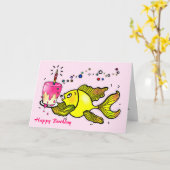 Poissons de fille de joyeux anniversaire - carte (Fleur jaune)