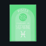 Poissons personnalisés Anniversaire Zodiac - Desig<br><div class="desc">Personnalisez ce bouton avec une date de naissance et un nom. Un design personnalisé avec le signe zodiaque - Poissons - plus traits de personnalité, information et constellation. Personnalisez cette bougie d'anniversaire avec un nom et une date de naissance. Un design d'anniversaire personnalisé avec le signe zodiaque - Poissons -...</div>