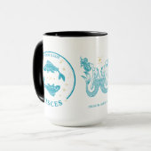 Poissons personnalisés Zodiac 15 oz de café Mug (Devant gauche)