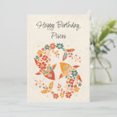 Poissons Poissons Zodiac Floral Carte d'Anniversai (Debout devant)