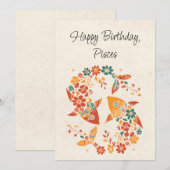 Poissons Poissons Zodiac Floral Carte d'Anniversai (Devant / Derrière)