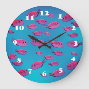 Poissons roses Horloge murale
