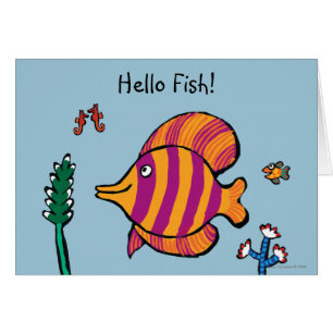 Poissons tropicaux orange et violet avec hippocamp