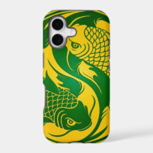 Poissons verts et jaunes de Yin Yang Koi