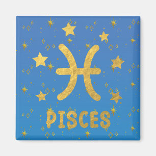 Poissons Zodiac bleu et or aimant
