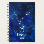 Poissons Zodiac Constellation Bleu Galaxie Monogra<br><div class="desc">Poissons Zodiac Constellation Bleu Galaxie Monogramme Design. Avec police de script brossé tendance, couleur arrière - plan céleste bleu foncé, constellation d'étoiles brillantes, et le symbole Two Fish. Symbole astrologique moderne Horoscope de naissance, est parfait pour tous les Anniversaires Aquariens Du 19 février au 20 mars! Avec Monogrammed en option...</div>