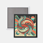 Poissons Zodiac Magnet Retro Design (Recto/Verso)