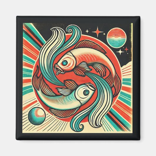 Poissons Zodiac Magnet Retro Design (Devant)