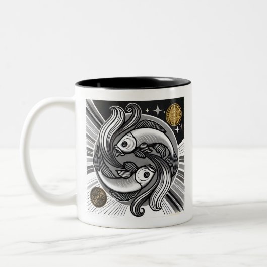 Poissons Zodiac Mug café noir et blanc (Gauche)