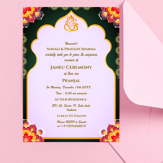 Poite Janeu Upanayanam Hindoe Heilige Draad Blauw Kaart