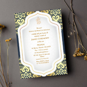 Poite Janeu Upanayanam Hindoe Heilige Draad Blauw Kaart