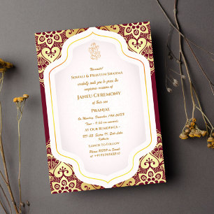 Poite Janeu Upanayanam Hindoe Heilige Draad Blauw Kaart