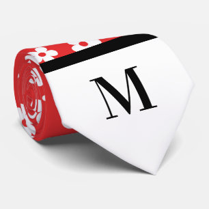 Poitrine blanche et rouge Monogramme cravate