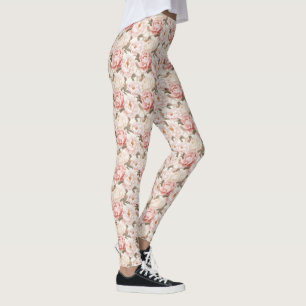 Poitrine rose et blanche Fleur Leggings à impressi