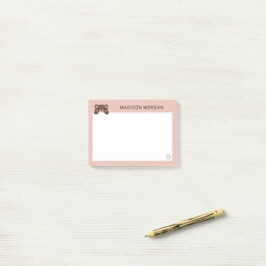 Poitrine Rose et pattes Ajouter votre nom Post-it (Sur un bureau)