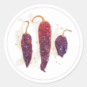 POIVRONS Autocollants Ronds 3"