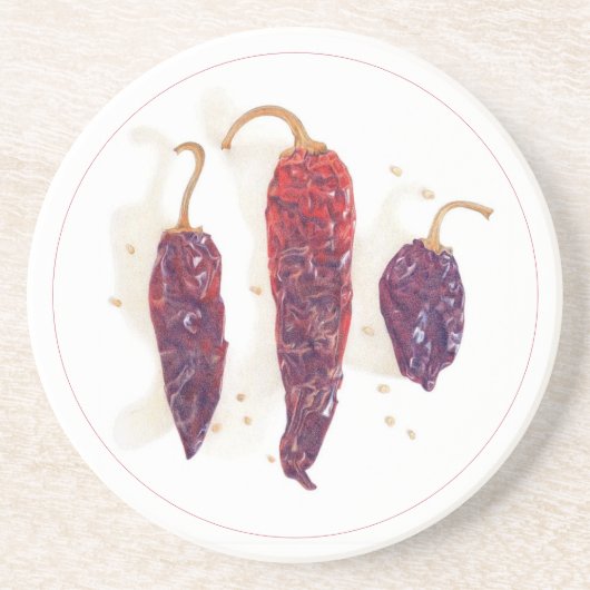 POIVRONS ROND Dessous de verre en grès (Devant)