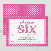 Poka Dot Alphabet sixième invitation à la fête d'a (Devant / Derrière)