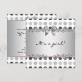 Poka Dot Baby Girl Douche Invitations (Devant / Derrière)