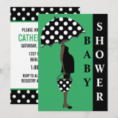 Poka Dot Baby Shower Invitations {Green} (Devant / Derrière)