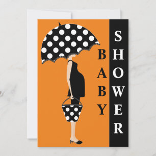 Poka Dot Baby Shower Invitations {Orange}