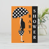 Poka Dot Baby Shower Invitations {Orange} (Debout devant)