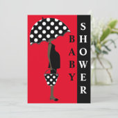Poka Dot Baby Shower Invitations {Red} (Debout devant)