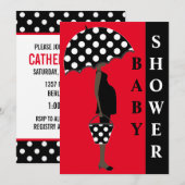 Poka Dot Baby Shower Invitations {Red} (Devant / Derrière)