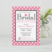 Poka Dot rose Coeur nuptiale Invitations (Debout devant)