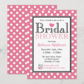 Poka Dot rose Coeur nuptiale Invitations (Devant / Derrière)