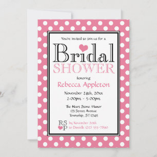 Poka Dot rose Coeur nuptiale Invitations