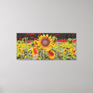 Poka-dot Sunflower Canvas Afdruk