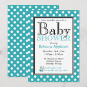 Poka Dot Turquoise Baby Shower Invitations (Devant / Derrière)