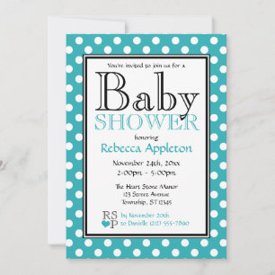 Poka Dot Turquoise Baby Shower Invitations