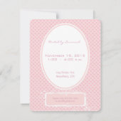 Poka Dots rose photo bébé fille douche Faire-part (Dos)