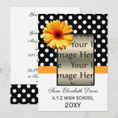 poka stipt yellow daisy Afstuderen foto Invites Kaart (Voorkant / Achterkant)