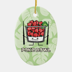 Poke bowl Hawaii ruw vissla, aku Keramisch Ornament