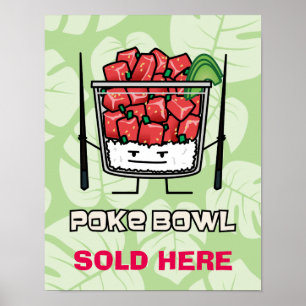 Poke bowl Hawaii ruw vissla, aku Poster