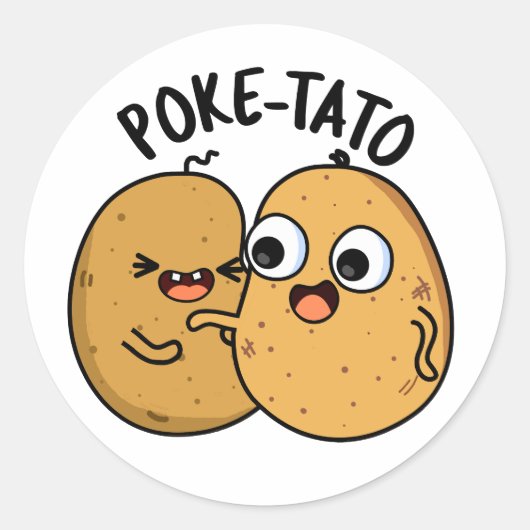 Poke-tato Funny Potato Pun Ronde Sticker (Voorkant)