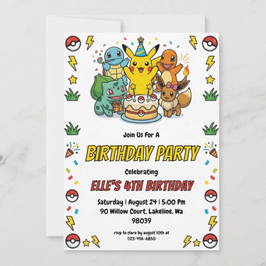 Pokémon Birthday Invitations (Devant)