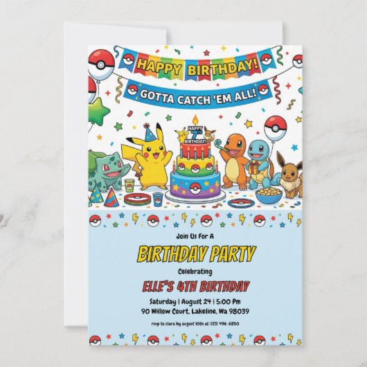 Pokémon Birthday Invitations (Devant)