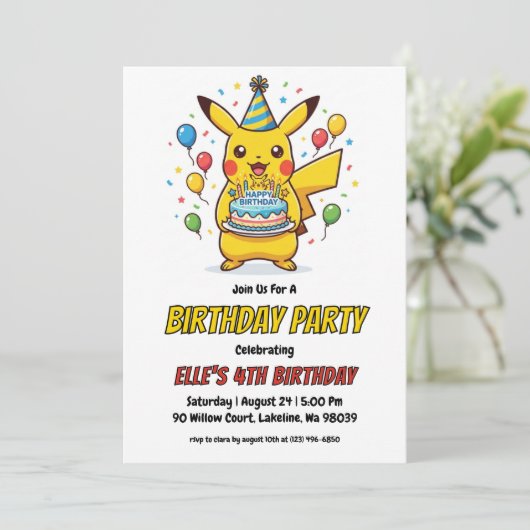 Pokémon Birthday Invitations Kaart (Staand voorkant)