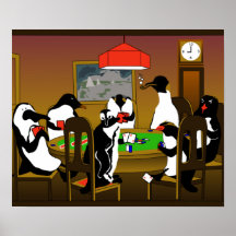 Poker affiche de pingouin