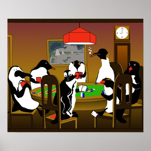 Poker affiche de pingouin (Devant)