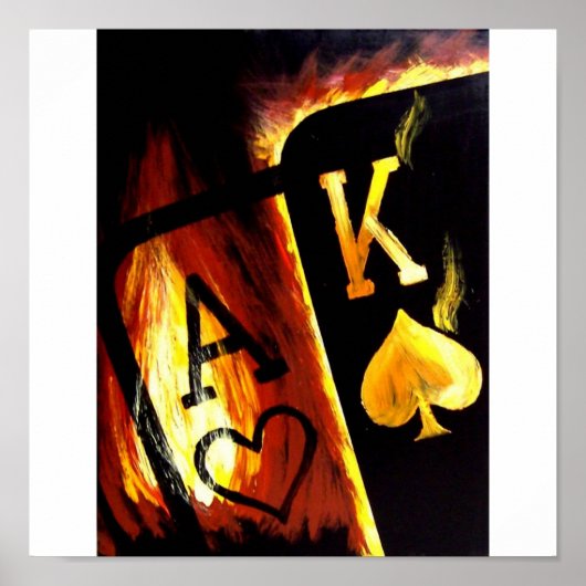 Poker Art Big Slick FLAMING ACE KING Poster (Voorkant)
