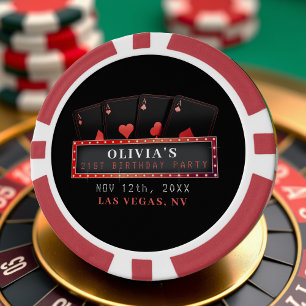 Poker Azen Rood & Zwart 21e Verjaardagsfeestje Chips